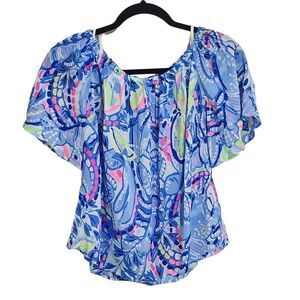 Lilly Pulitzer Sain blue Peri Pinch beachy top XS